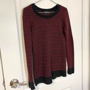 vintage knit burgundy and black stiched sweater